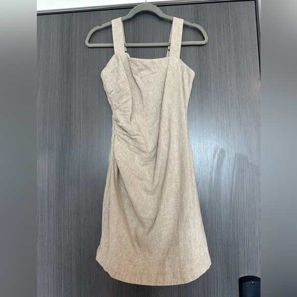 Abercrombie Linen-Blend Ruched Squareneck Mini Dress size small - Picture 6 of 6
